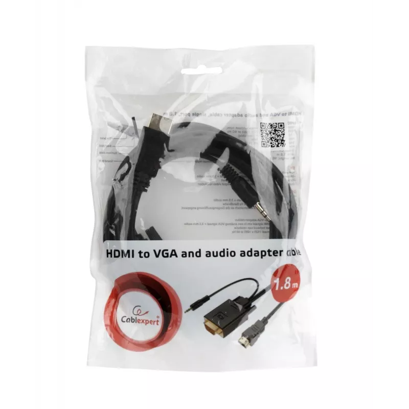 GEMBIRD HDMI uz VGA un audio adaptera kabelis, viens ports, 3 m, melns