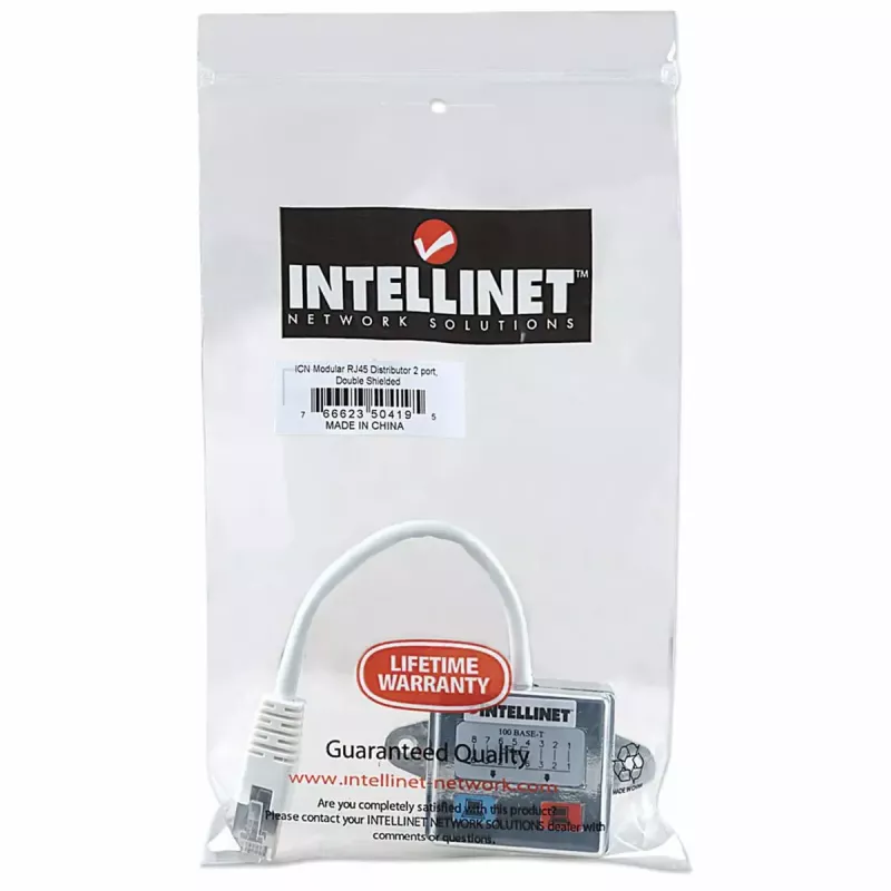 Intellinet 2 portu modulārais sadalītājs, Cat5e, FTP, ļauj diviem RJ45 portiem koplietot vienu Cat5e tīkla kabeli