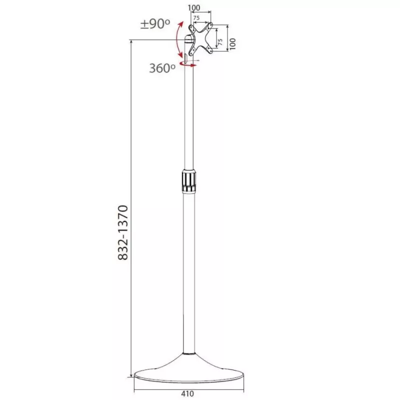 Techly ICA-TR10 reklāmas displeja statīvs 68,6 cm (27 collas) sudrabains