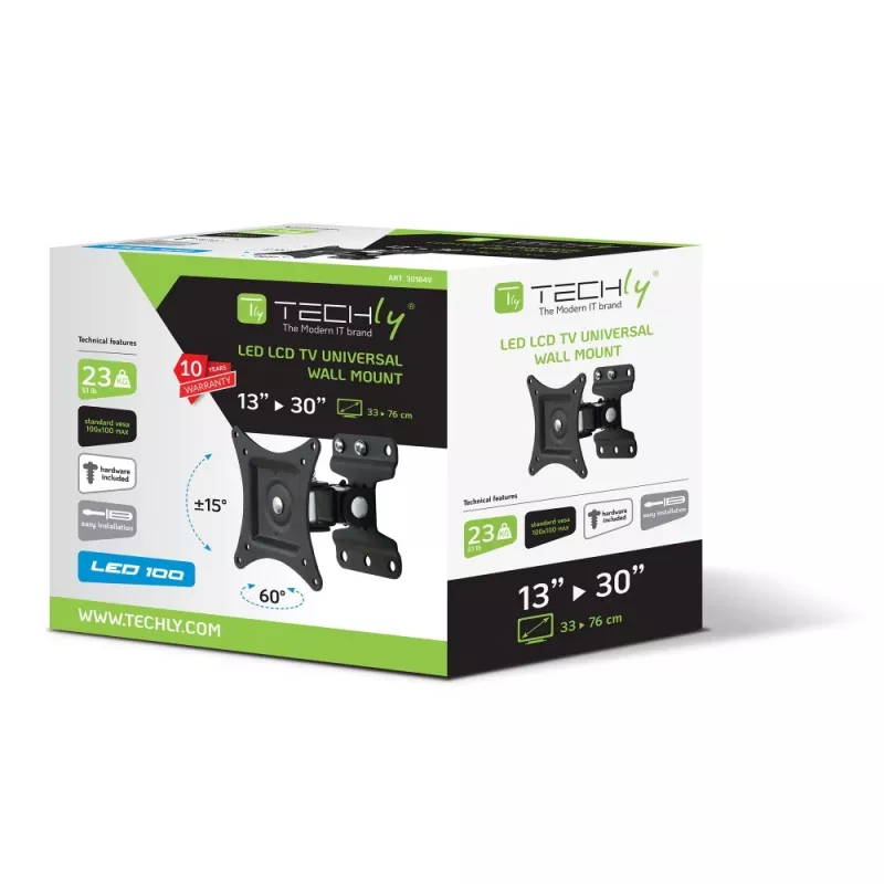 Techly 13-30 inch sienas kronšteins LED LCD TV pilnībā kustīgs ICA-LCD 201BK