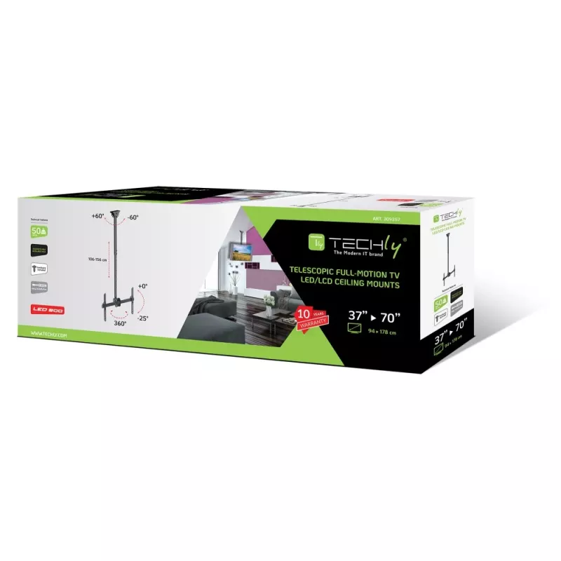 Techly 37-70 Telescopic Ceiling Long Support LED TV LCD” ICA-CPLB 946L