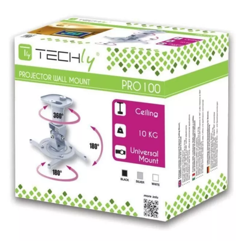 Techly Universal Ceiling Bracket for Projector, balta ICA-PM 100WH