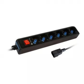 Techly Jauda Strip 6 Sockets Melns with VDE Plug IUPS-PCP-6V