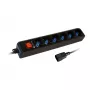 Techly Jauda Strip 6 Sockets Melns with VDE Plug IUPS-PCP-6V