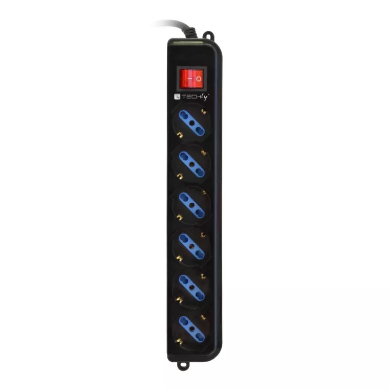Techly Jauda Strip 6 Sockets Melns with VDE Plug IUPS-PCP-6V