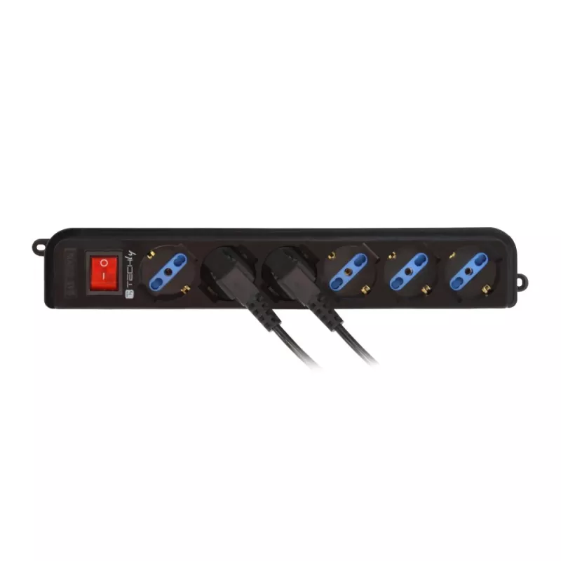 Techly Jauda Strip 6 Sockets Melns with VDE Plug IUPS-PCP-6V