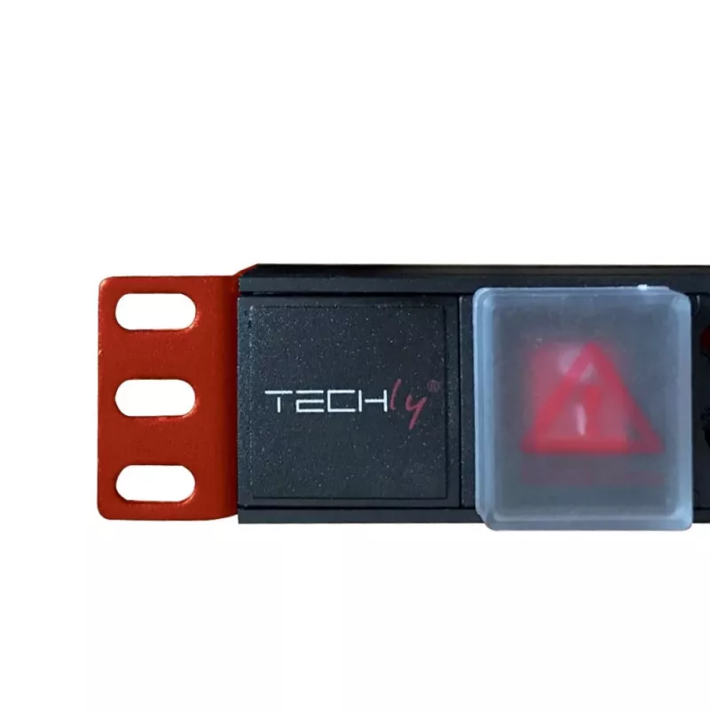 Techly I-CASE STRIP-81UD power distribution unit (PDU) 8 AC outlet(s) 1U Melns, Sarkans