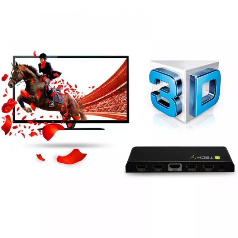 Techly HDMI sadalītājs, 4 virzienu, 4K*2K, IDATA HDMI-4K4, HDMI, 4x HDMI, 1x HDMI F, 4096 x 2160 pikseļi, melns, 36 biti