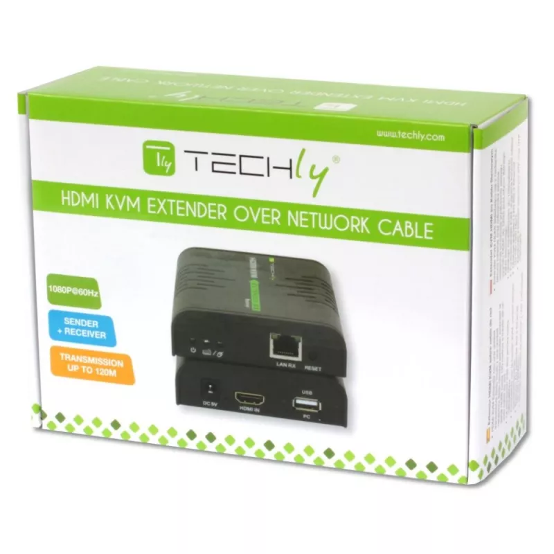 Techly IDATA HDMI-KVM2 KVM paplašinātājs Raidītājs un uztvērējs