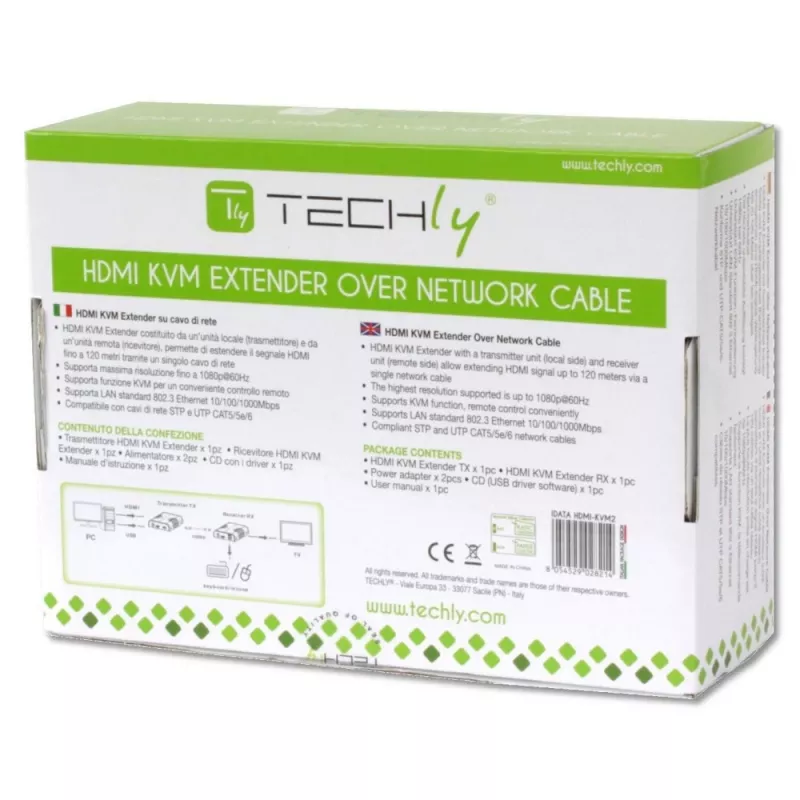 Techly IDATA HDMI-KVM2 KVM paplašinātājs Raidītājs un uztvērējs