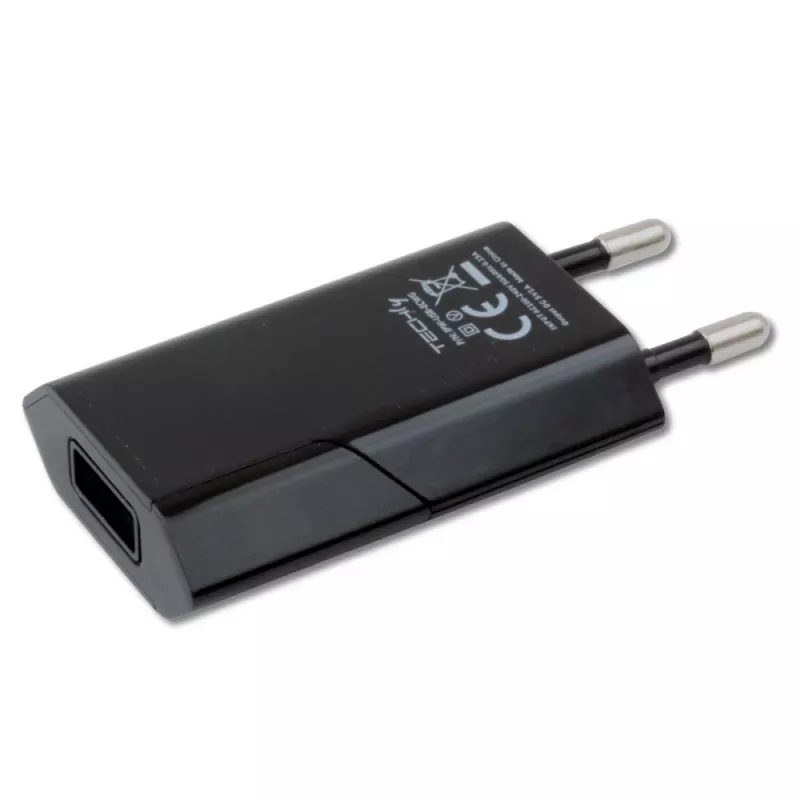 Techly Compact Charger USB 1A European Plug Melns