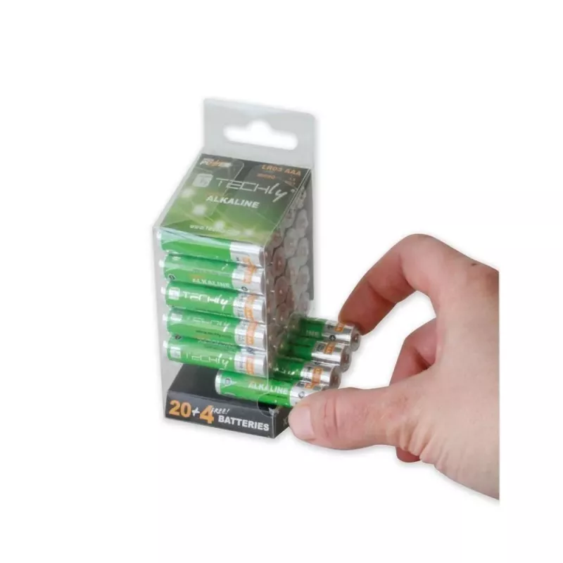 Techly Multipack 24 Baterijas High Power Mini Stilo AAA sārma baterijas LR03 1.5V IBT-KAL-LR03-B24T