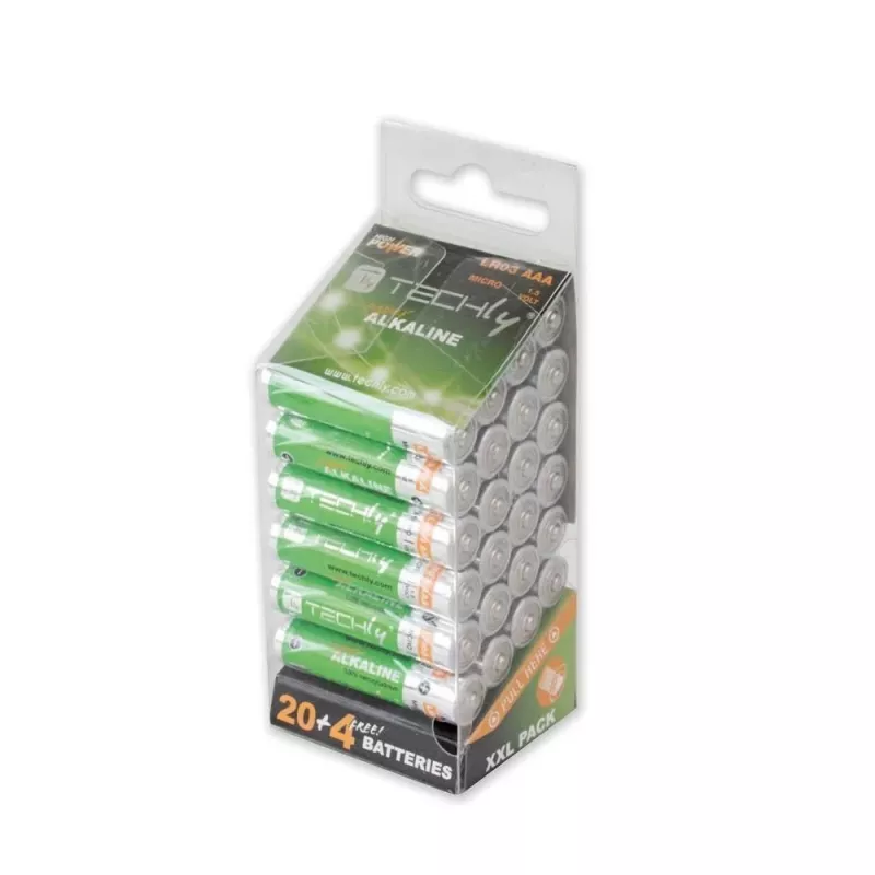 Techly Multipack 24 Baterijas High Power Mini Stilo AAA sārma baterijas LR03 1.5V IBT-KAL-LR03-B24T