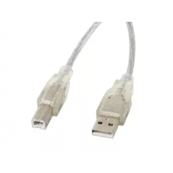 LANBERG USB kabelis USB 2.0 USB B - 3m Caurspīdīgs