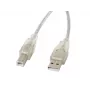 LANBERG USB kabelis USB 2.0 USB B - 3m Caurspīdīgs