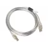 LANBERG USB kabelis USB 2.0 USB B - 3m Caurspīdīgs