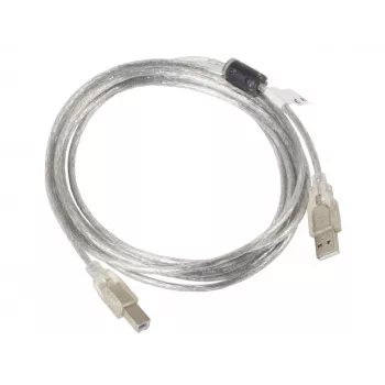 LANBERG USB kabelis USB 2.0 USB B - 3m Caurspīdīgs