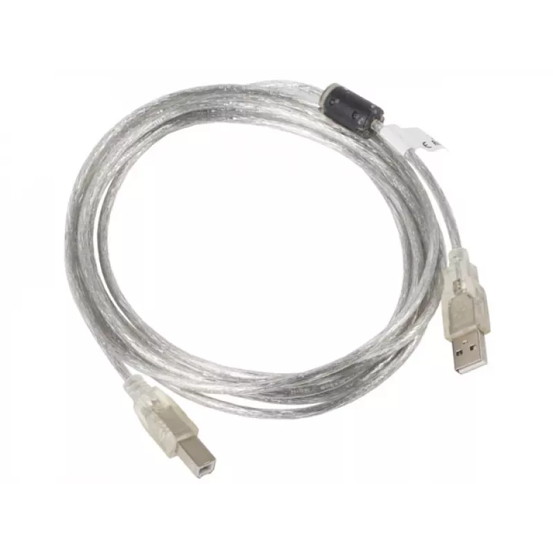 LANBERG USB kabelis USB 2.0 USB B - 3m Caurspīdīgs