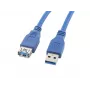 USB A uz USB A kabelis LANBERG CA-US3E-10CC-0018-B 1,8 m, USB 3.0, zils, 4800 Mbit/s