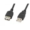 USB A–A kabelis LANBERG CA-USBE-10CC-0018-BK, USB 2.0, 1,8 m, melns