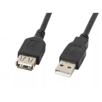 USB A–A kabelis LANBERG CA-USBE-10CC-0018-BK, USB 2.0, 1,8 m, melns