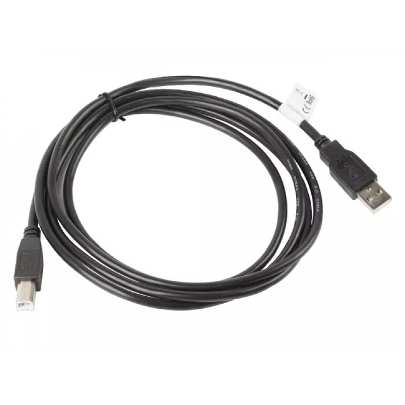 USB 2.0 kabelis LANBERG CA-USBA-10CC-0018-BK — 1,8 m, USB A (vīr.) uz USB B (vīr.), melns