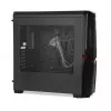 iBox Orcus X14 Midi Tower datora korpuss, ATX/Micro ATX/ITX, sānu logs, 2x 120 mm sarkani apgaismoti ventilatori, 3x 3,5 collu, 2x 2,5 collu, 1x 5,25 collu nodalījumi, USB 3.0, melns