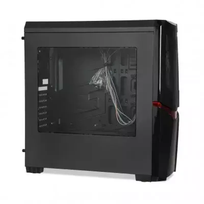 iBox Orcus X14 Midi Tower datora korpuss, ATX/Micro ATX/ITX, sānu logs, 2x 120 mm sarkani apgaismoti ventilatori, 3x 3,5 collu, 2x 2,5 collu, 1x 5,25 collu nodalījumi, USB 3.0, melns