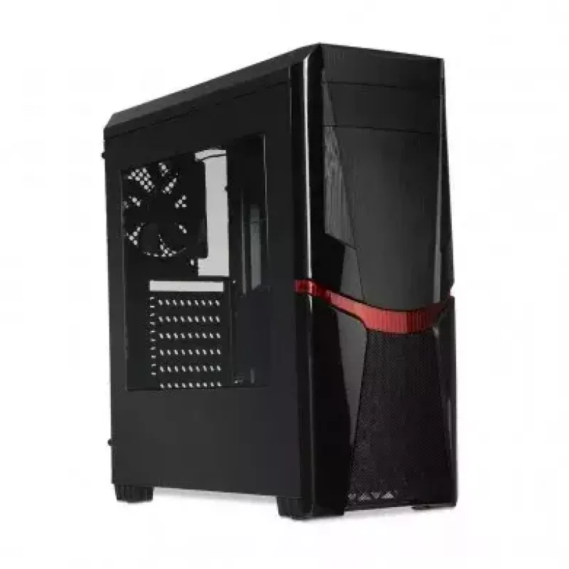 iBox Orcus X14 Midi Tower datora korpuss, ATX/Micro ATX/ITX, sānu logs, 2x 120 mm sarkani apgaismoti ventilatori, 3x 3,5 collu, 2x 2,5 collu, 1x 5,25 collu nodalījumi, USB 3.0, melns