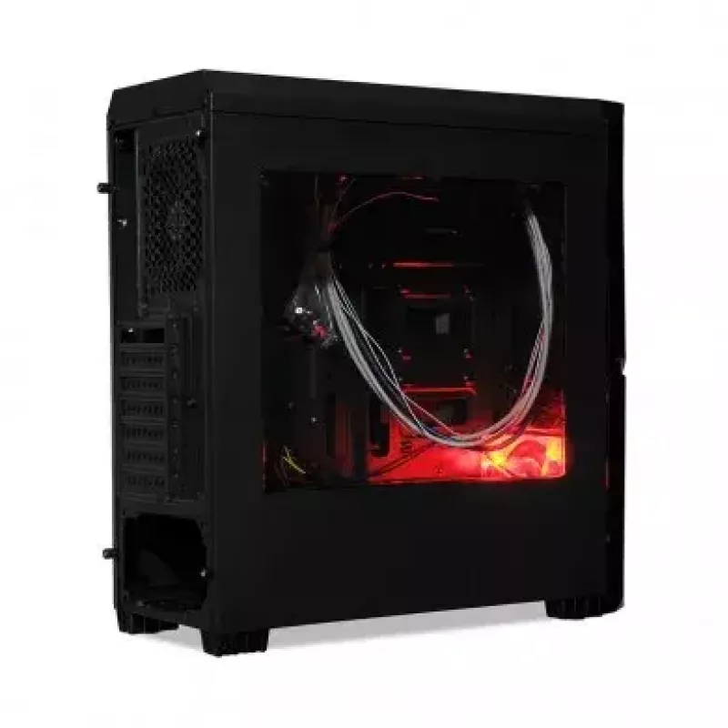 iBox Orcus X14 Midi Tower datora korpuss, ATX/Micro ATX/ITX, sānu logs, 2x 120 mm sarkani apgaismoti ventilatori, 3x 3,5 collu, 2x 2,5 collu, 1x 5,25 collu nodalījumi, USB 3.0, melns