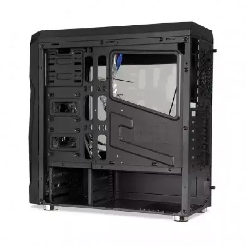 iBox Orcus X14 Midi Tower datora korpuss, ATX/Micro ATX/ITX, sānu logs, 2x 120 mm sarkani apgaismoti ventilatori, 3x 3,5 collu, 2x 2,5 collu, 1x 5,25 collu nodalījumi, USB 3.0, melns
