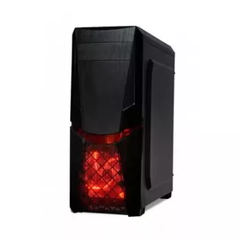 PC korpuss IBOX ORCUS X14 Midi Tower Melns — ITX/ATX, sānu logs, sarkans apgaismojums, 3×3,5 collu nodalījumi, 2×2,5 collu nodalījumi, 1×5,25 collu, USB 3.2 Gen1 Type-A