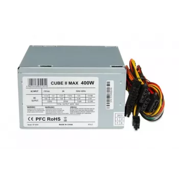Barošanas bloks ATX IBOX CUBE II 400 W — 20+4 kontaktu, 120 mm ventilators, sudraba