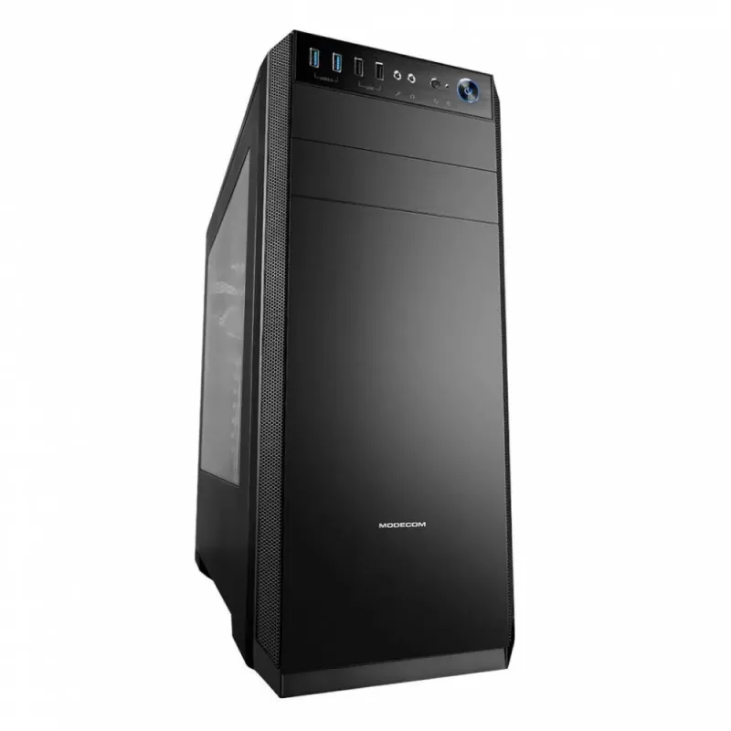 PC korpuss MODECOM Oberon Pro Midi Tower — melns, ATX/ITX/Micro ATX, rūdīts stikls, līdz 395 mm GPU