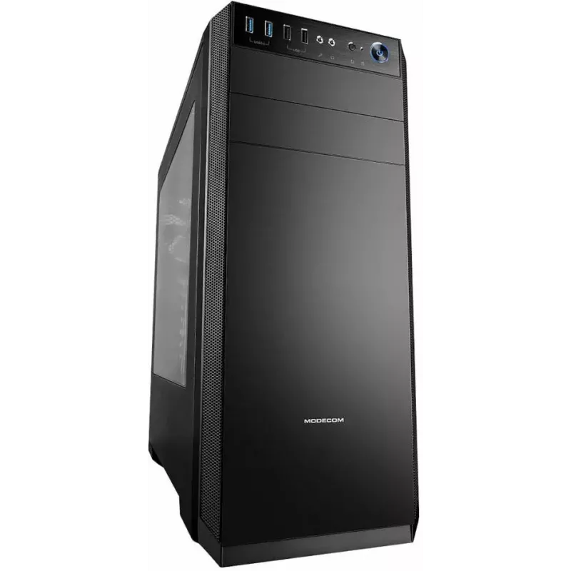 PC korpuss MODECOM Oberon Pro Midi Tower — melns, ATX/ITX/Micro ATX, rūdīts stikls, līdz 395 mm GPU