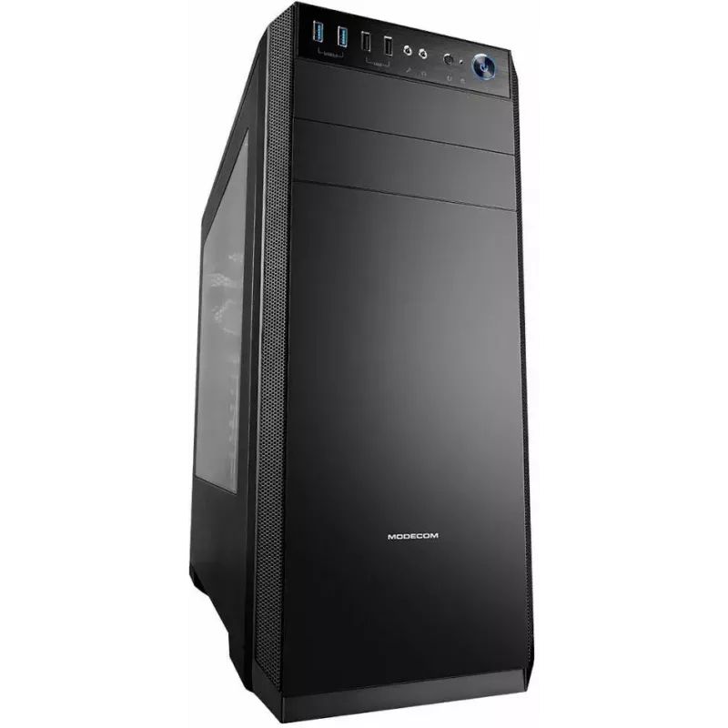 PC korpuss MODECOM Oberon Pro Midi Tower — melns, ATX/ITX/Micro ATX, rūdīts stikls, līdz 395 mm GPU