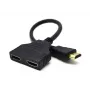 HDMI kabelis Gembird DSP-2PH4-04 — HDMI Type A vīrišķā tipa savienotājs uz 2× HDMI Type A sievišķā tipa savienotājiem, melns, taisni savienotāji