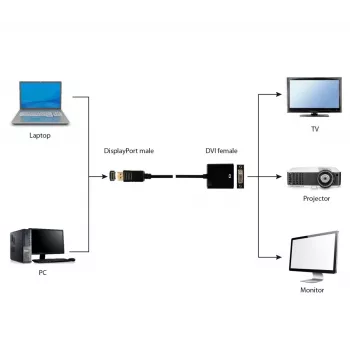 GEMBIRD DisplayPort–DVI adaptera kabelis – melns
