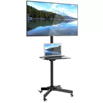 Techly Trolley Floor Stand LCD/LED/Plasma 23 inch-55 inch, 58.4 cm (23 inch), 139.7 cm (55 inch), 50 x 50 mm, 400 x 400 mm, -15 - 15°, Melns