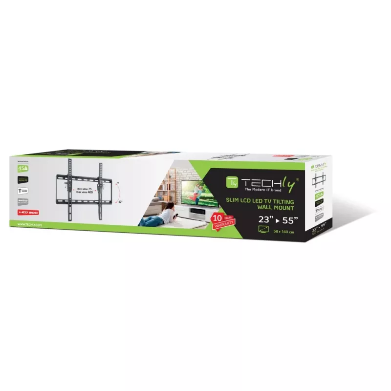 Techly slīpsienas stiprinājums LED LCD televizoram 23-55 inch, melns, ICA-PLB 161M