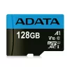 MicroSDXC zibatmiņa ADATA 128 GB UHS‑I Class 10 — 85 MB/s lasīšana, 25 MB/s rakstīšana, ūdensizturīga, ar SD adapteri