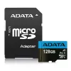 MicroSDXC zibatmiņa ADATA 128 GB UHS‑I Class 10 — 85 MB/s lasīšana, 25 MB/s rakstīšana, ūdensizturīga, ar SD adapteri