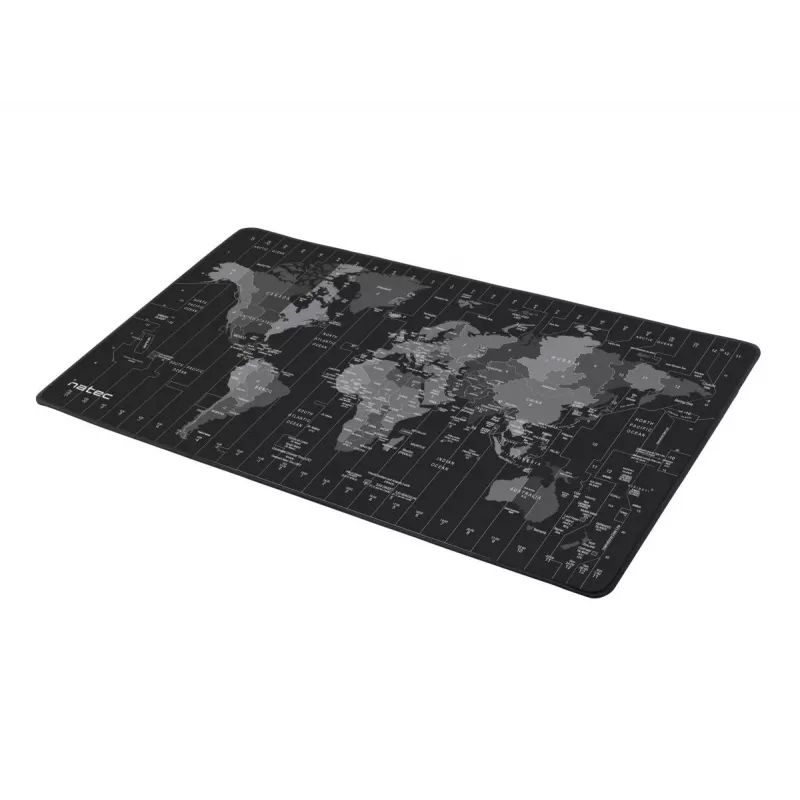 Peļu paliktnis NATEC Time Zone Map Maxi — auduma 400×800 mm, 2.5 mm, ūdensizturīgs, neslīdošs