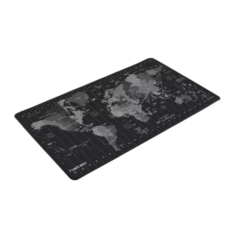 Peļu paliktnis NATEC Time Zone Map Maxi — auduma 400×800 mm, 2.5 mm, ūdensizturīgs, neslīdošs