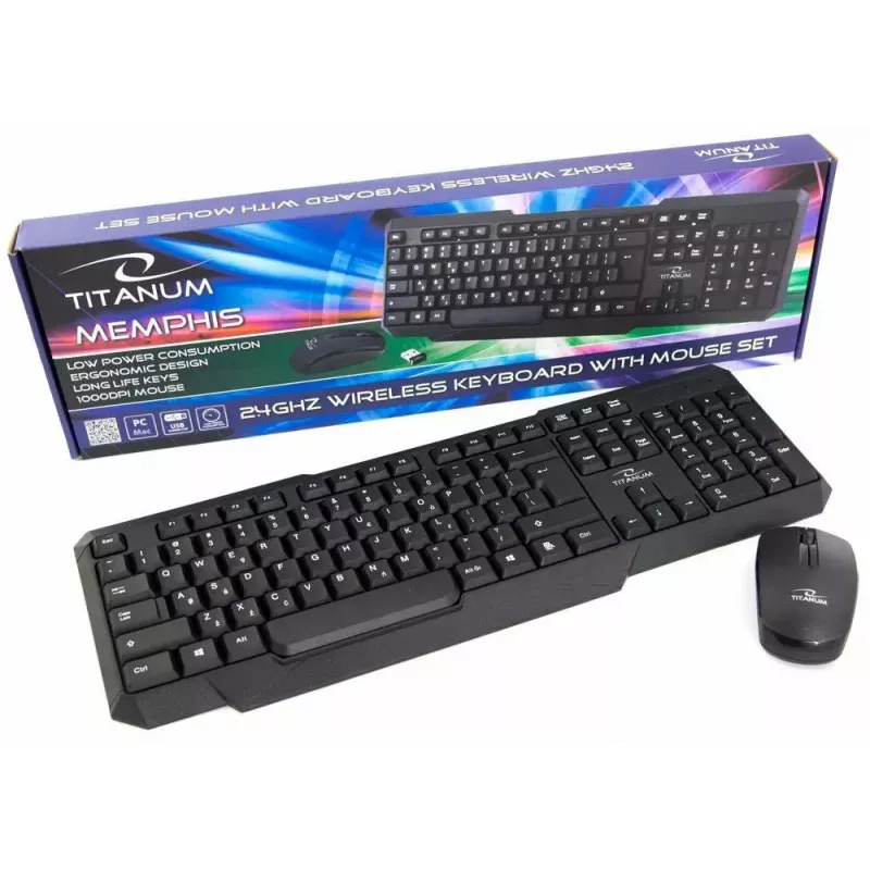 Titanum Memphis TK108 tastatūras un USB peles komplekts, melns
