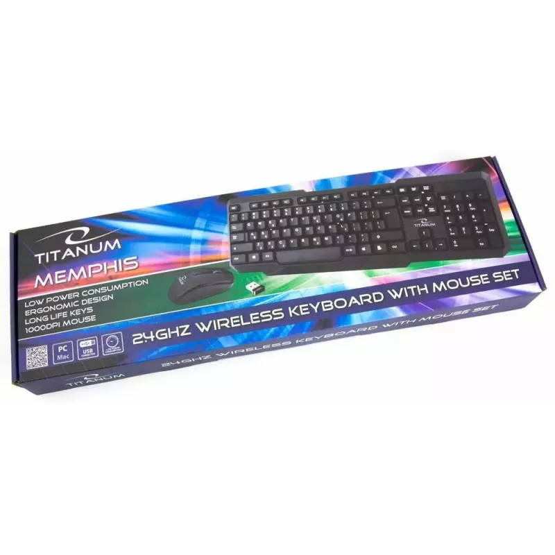 Titanum Memphis TK108 tastatūras un USB peles komplekts, melns