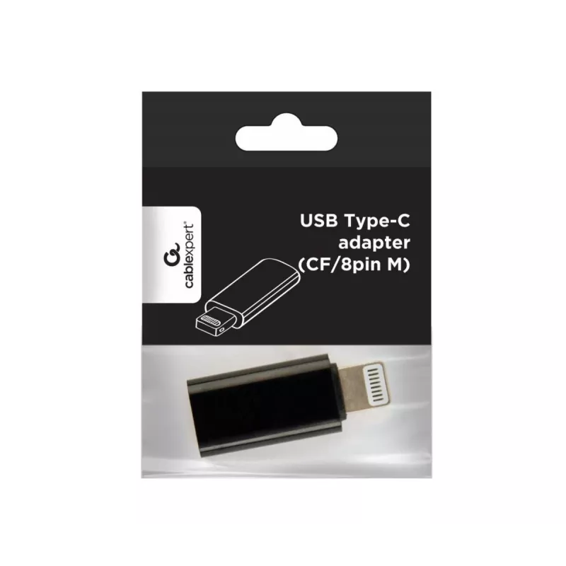 Gembird A-USB-CF8PM-01 savienotāju adapteris USB Type-C 8 kontaktu uz Ipohne Melns