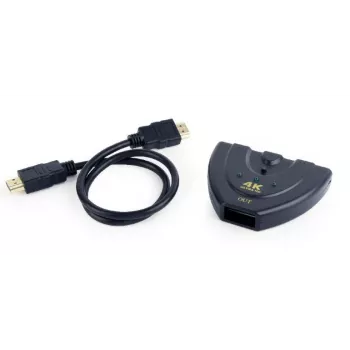 HDMI saskarnes centrmezgls Gembird DSW-HDMI-35 — 3 porti, HDMI, 0,5 m kabelis, melns