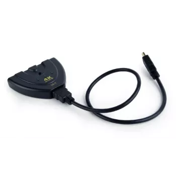 HDMI saskarnes centrmezgls Gembird DSW-HDMI-35 — 3 porti, HDMI, 0,5 m kabelis, melns