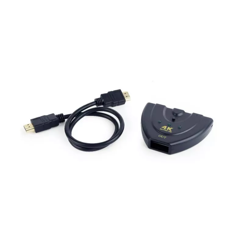 HDMI saskarnes centrmezgls Gembird DSW-HDMI-35 — 3 porti, HDMI, 0,5 m kabelis, melns